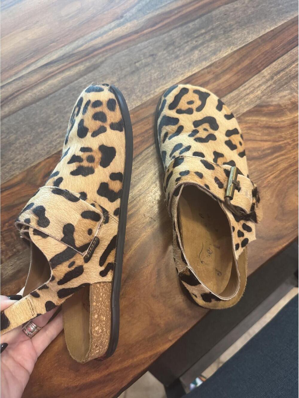 Free People Leopard Print Slingback Clog Mules - Picture 6 of 8
